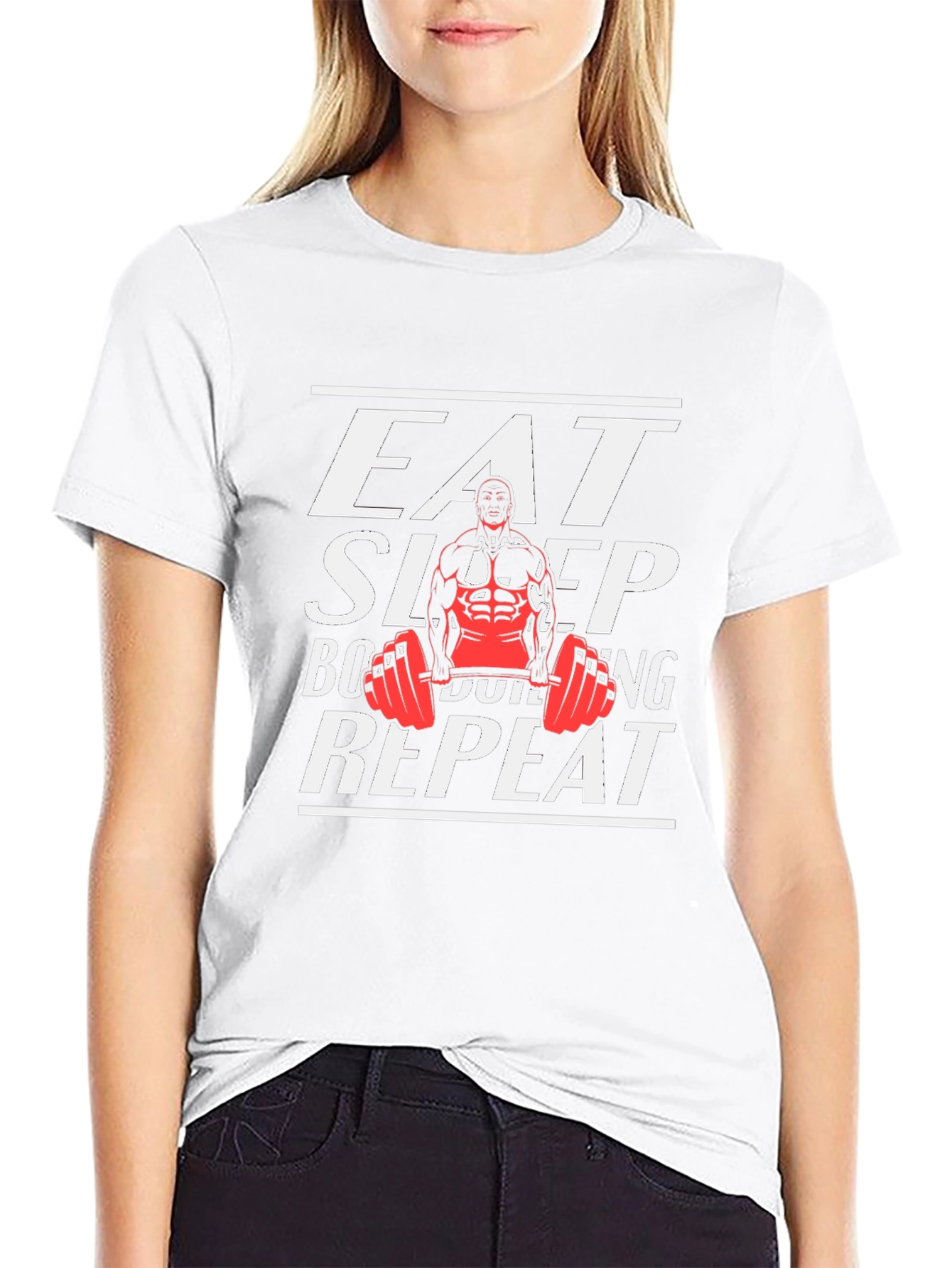 Eat Sleep Bodybuilding Repeat Black Graphic T-Shirt