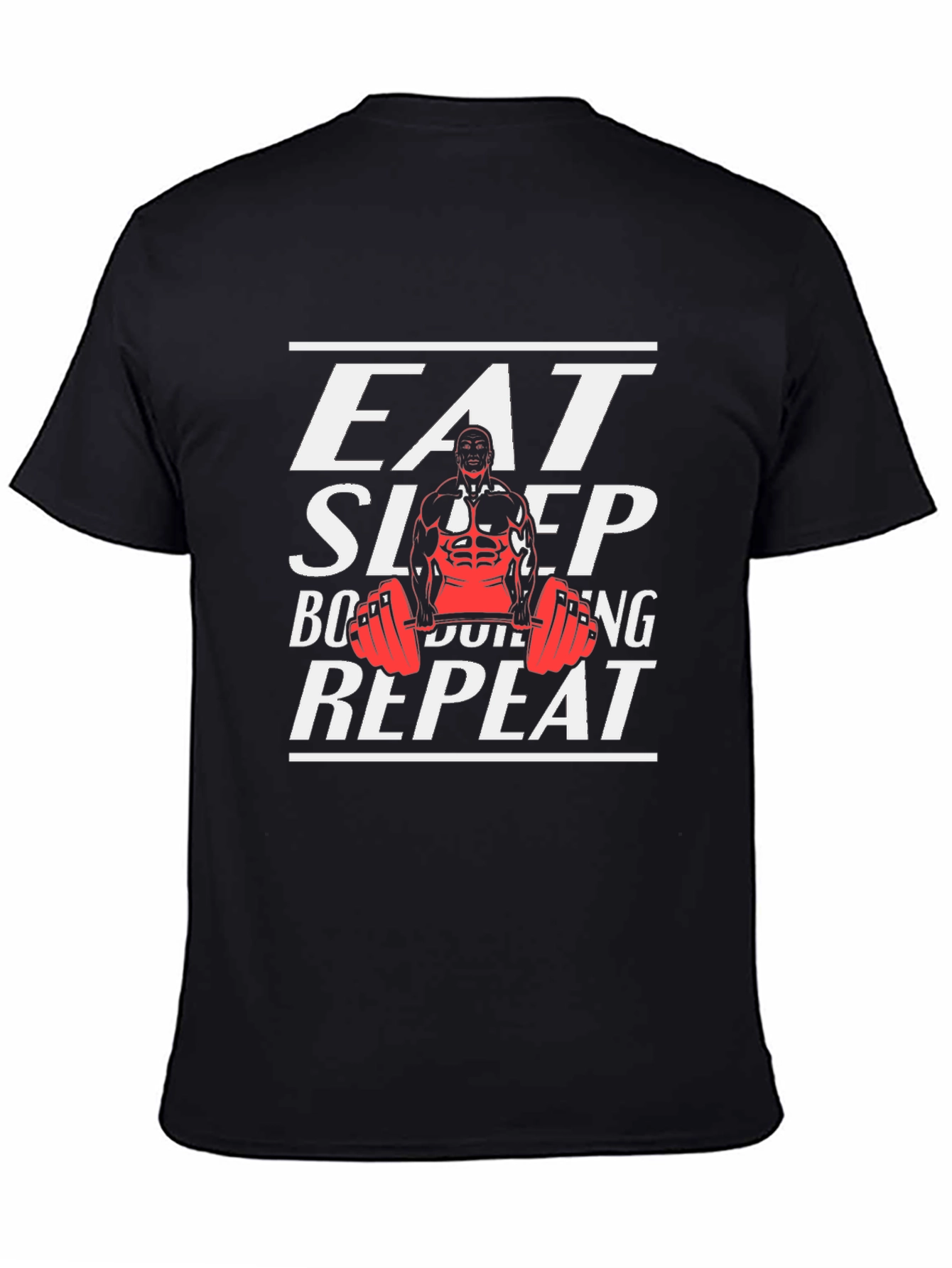 Eat Sleep Bodybuilding Repeat Black Graphic T-Shirt