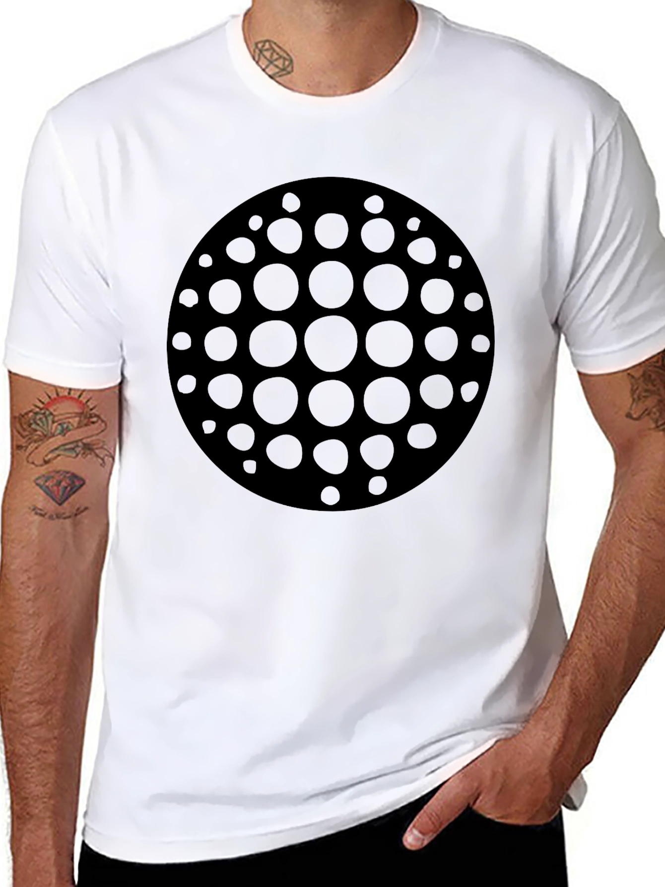 Abstract Circle Graphic Tee - Modern Style Soft Fabric