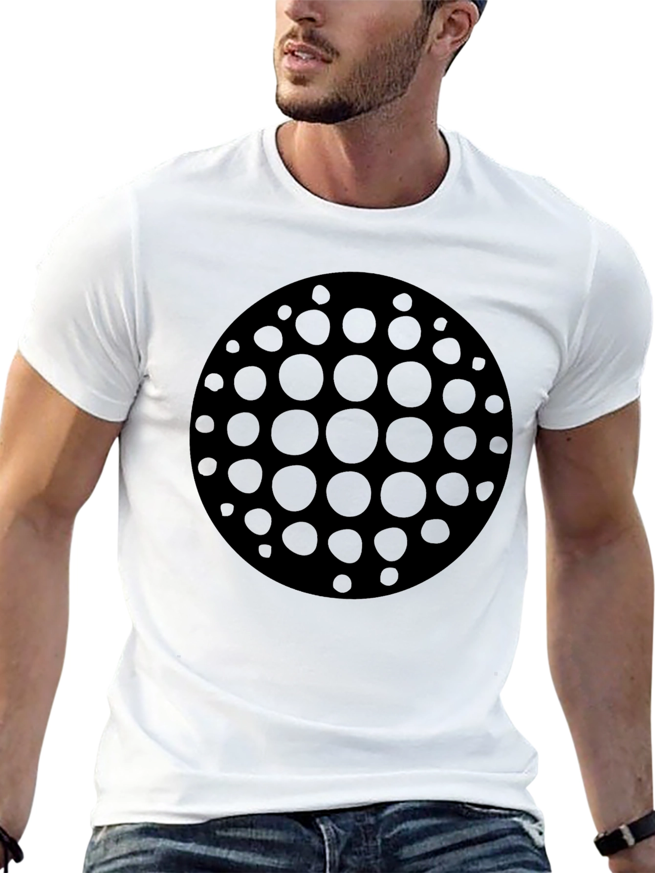 Abstract Circle Graphic Tee - Modern Style Soft Fabric