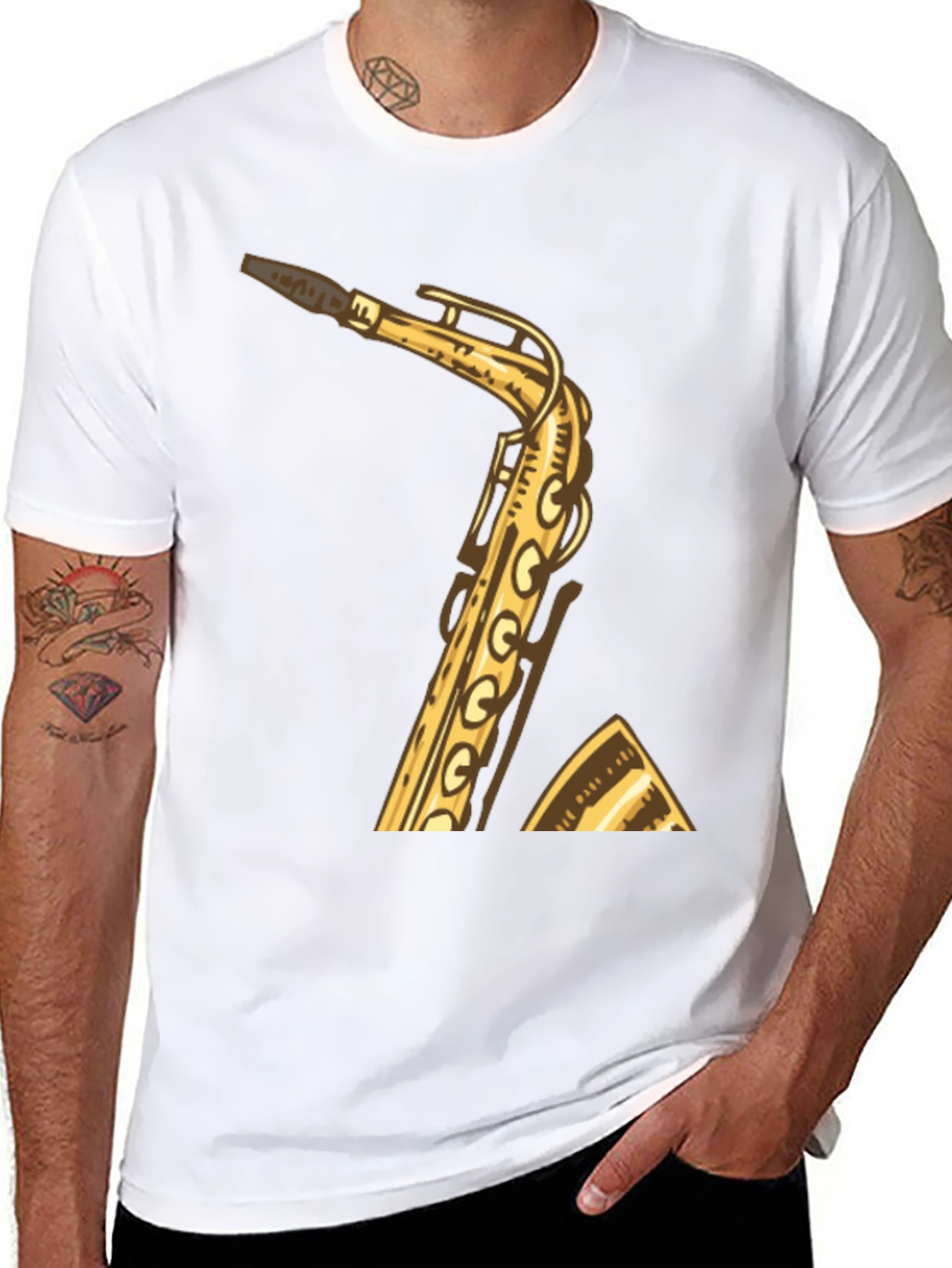 Saxophone Graphic Tee - Musician Style Shirt
