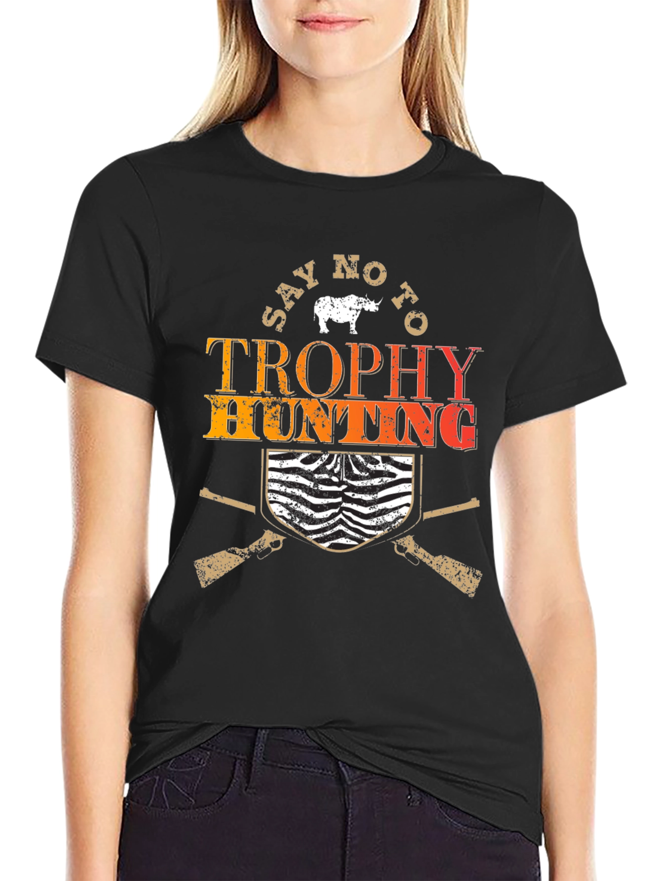 Say No to Trophy Hunting Black Graphic Tee