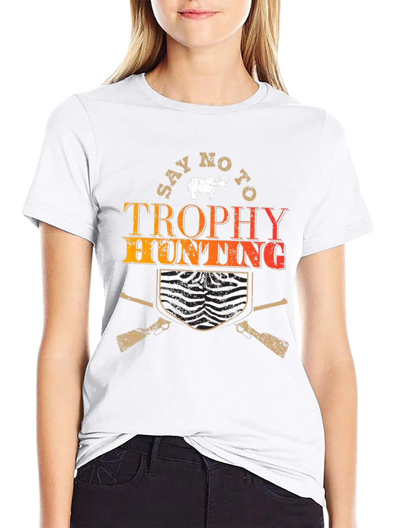 Say No to Trophy Hunting Black Graphic Tee