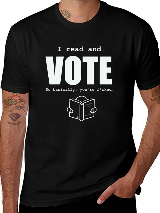 I Read and Vote Graphic Tee - Black