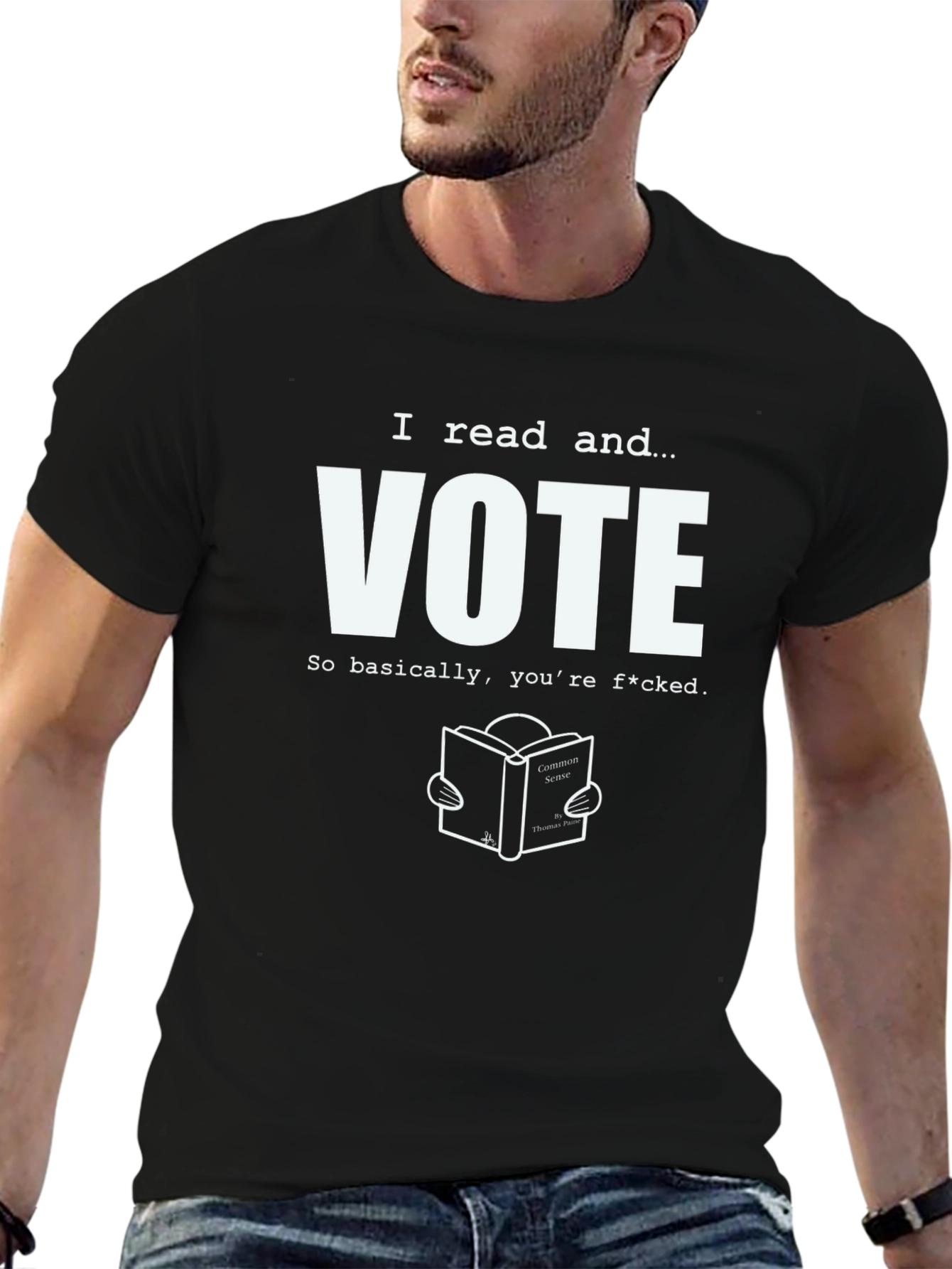I Read and Vote Graphic Tee - Black