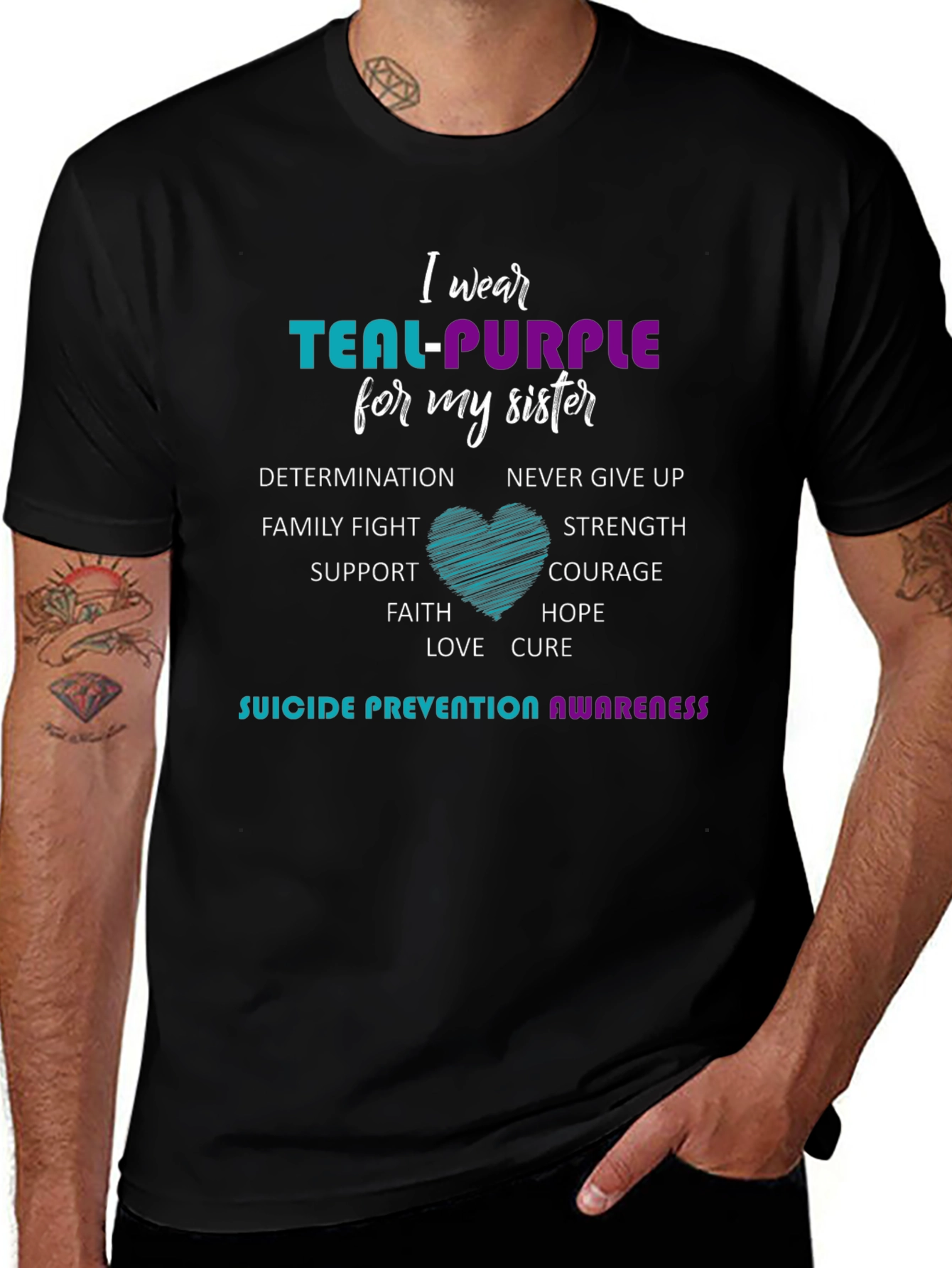Teal-Purple Sister Suicide Prevention Awareness T-Shirt