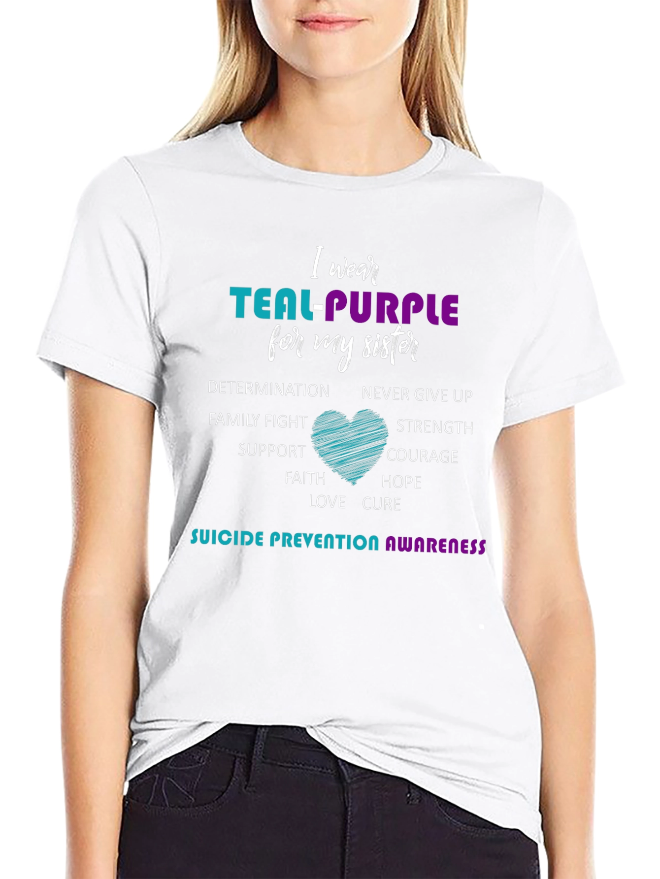 Teal-Purple Sister Suicide Prevention Awareness T-Shirt