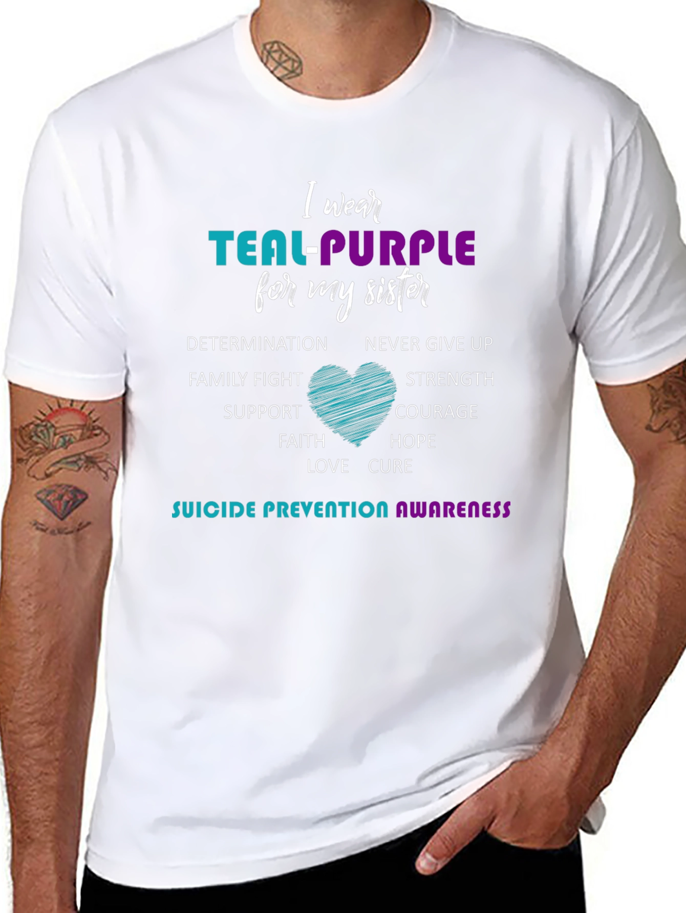 Teal-Purple Sister Suicide Prevention Awareness T-Shirt