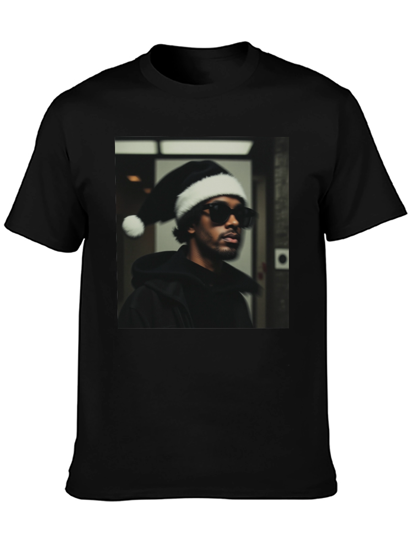 Festive Portrait Graphic Tee - Black