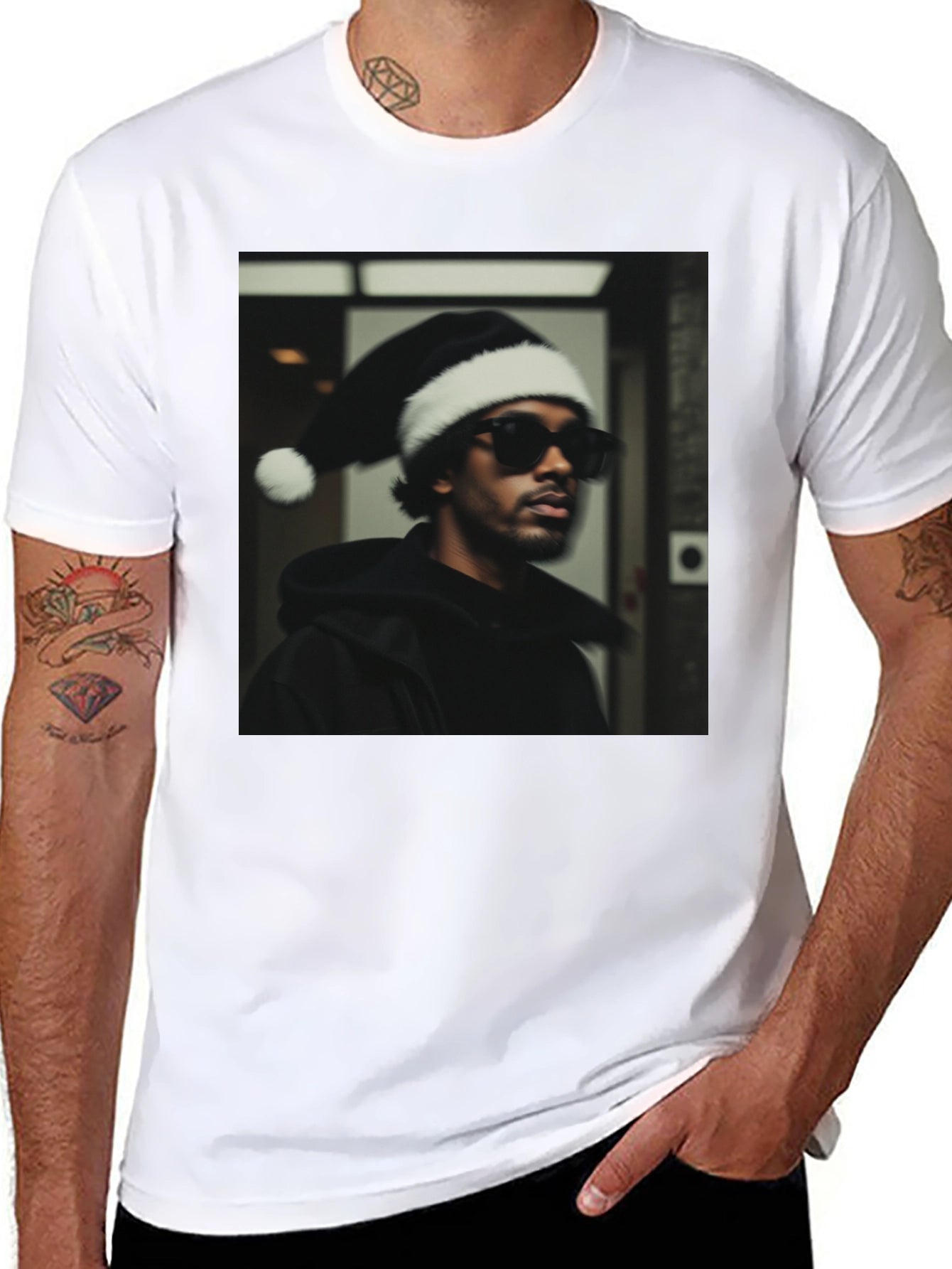Festive Portrait Graphic Tee - Black