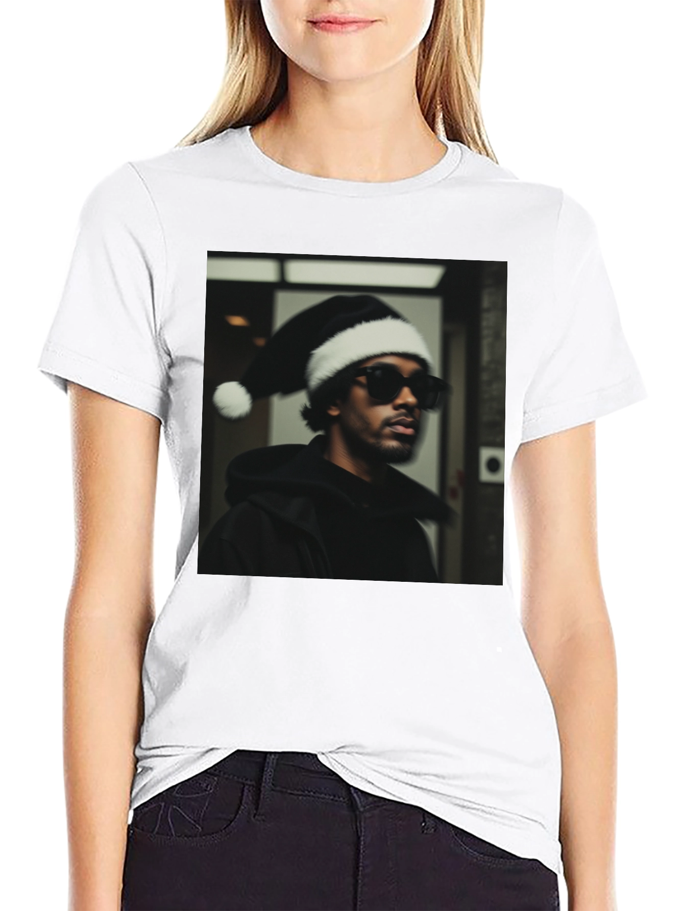 Festive Portrait Graphic Tee - Black