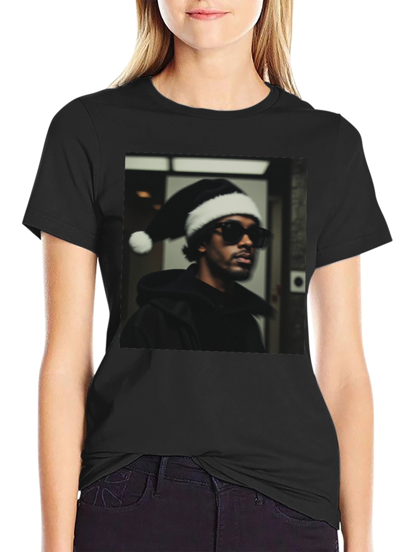 Festive Portrait Graphic Tee - Black