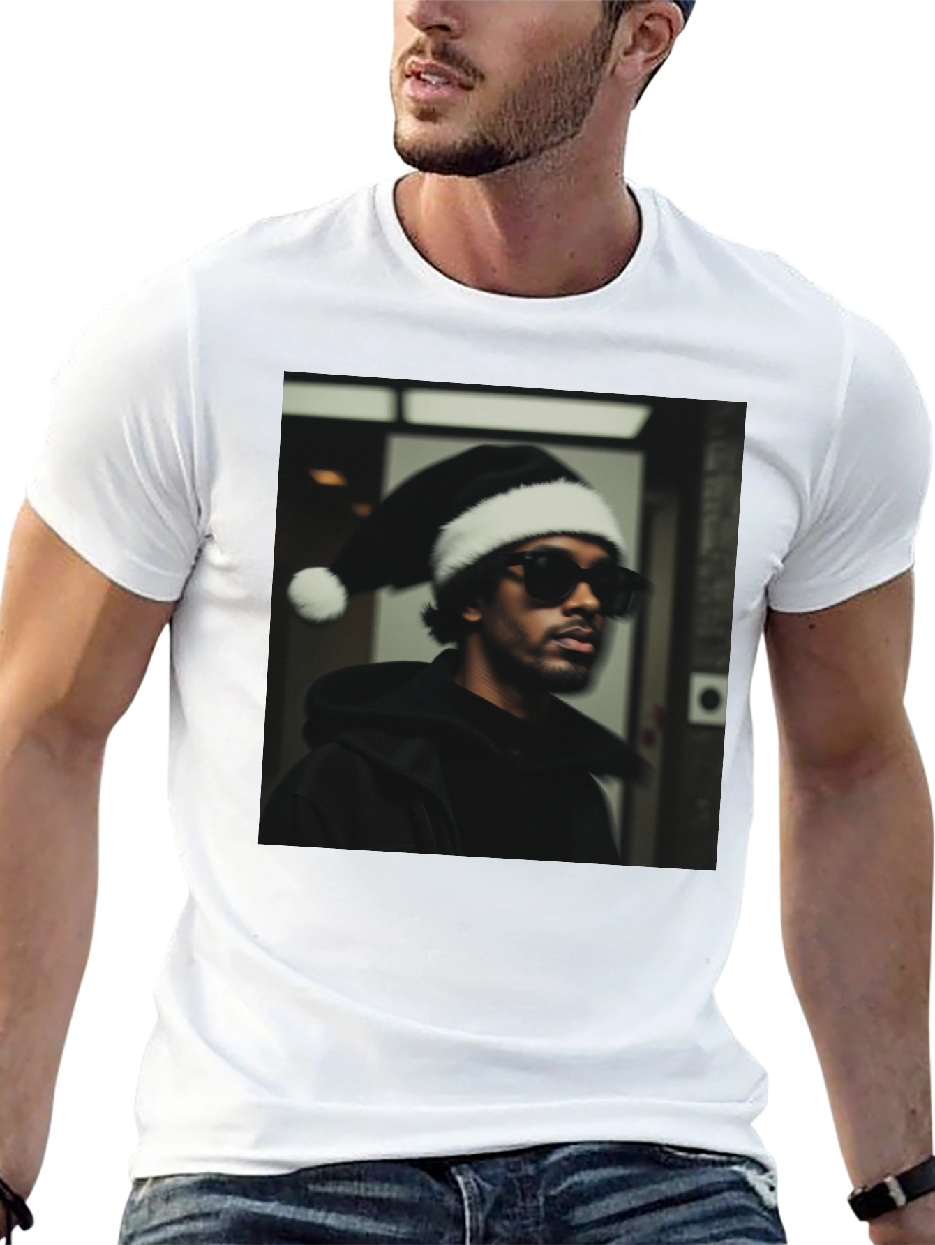 Festive Portrait Graphic Tee - Black