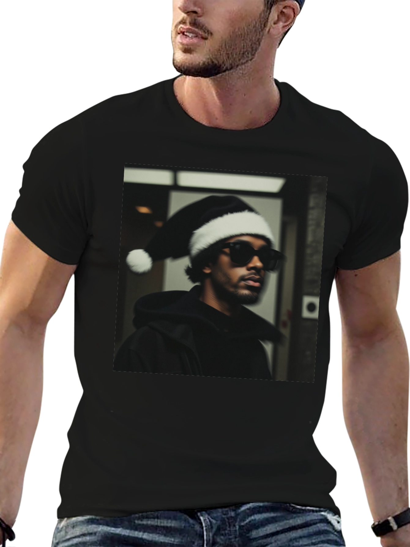 Festive Portrait Graphic Tee - Black