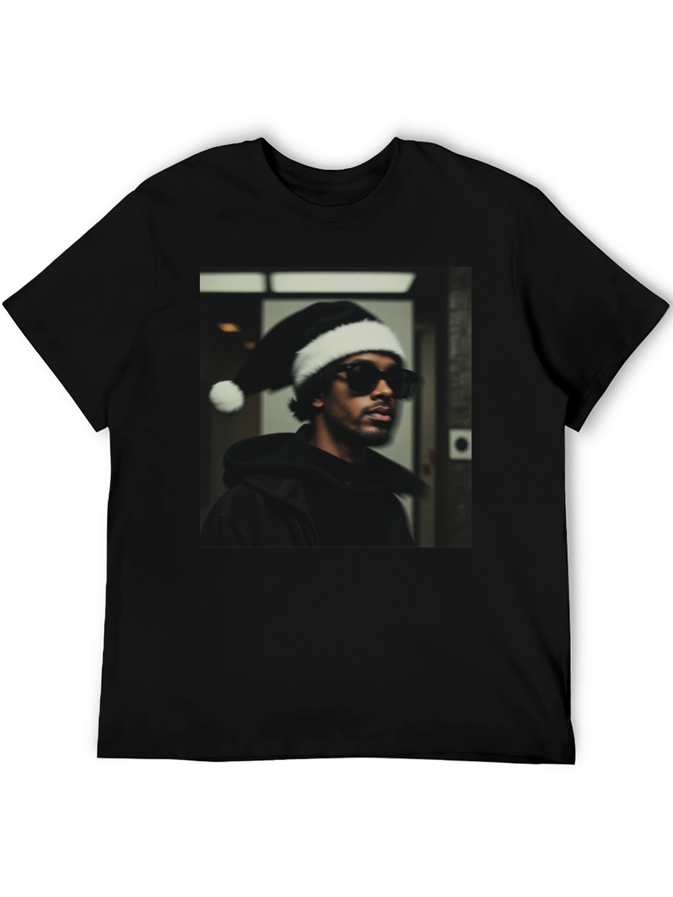 Festive Portrait Graphic Tee - Black