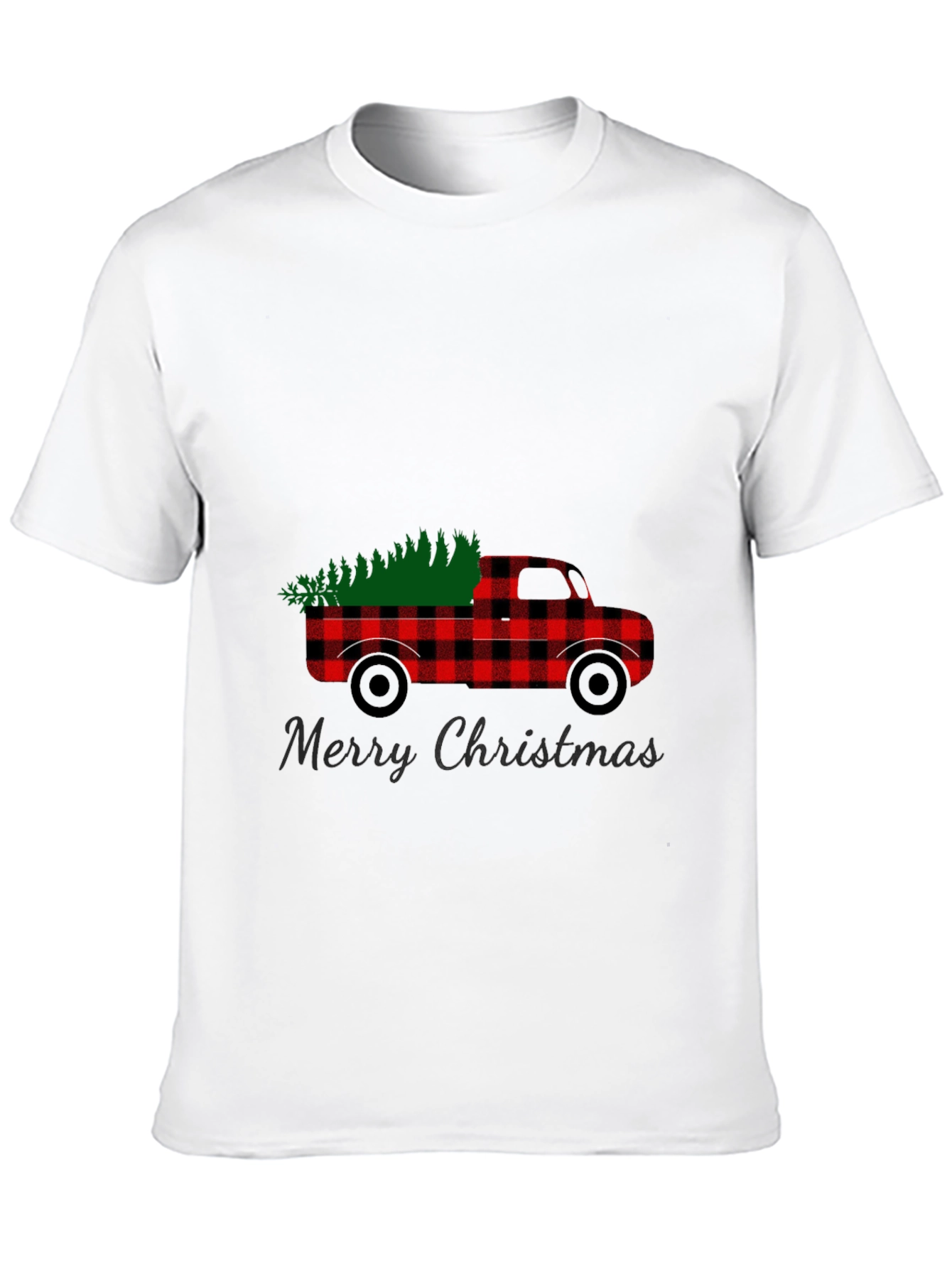 Merry Christmas Buffalo Plaid Truck T-Shirt