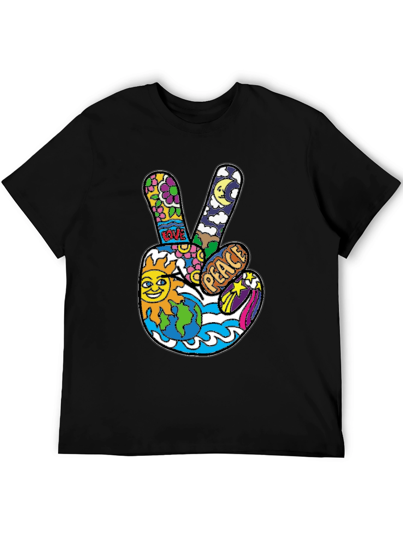 Peace Sign Graphic T-Shirt - Retro Hippie Style