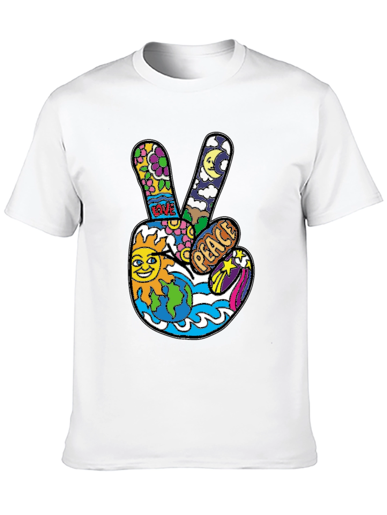 Peace Sign Graphic T-Shirt - Retro Hippie Style