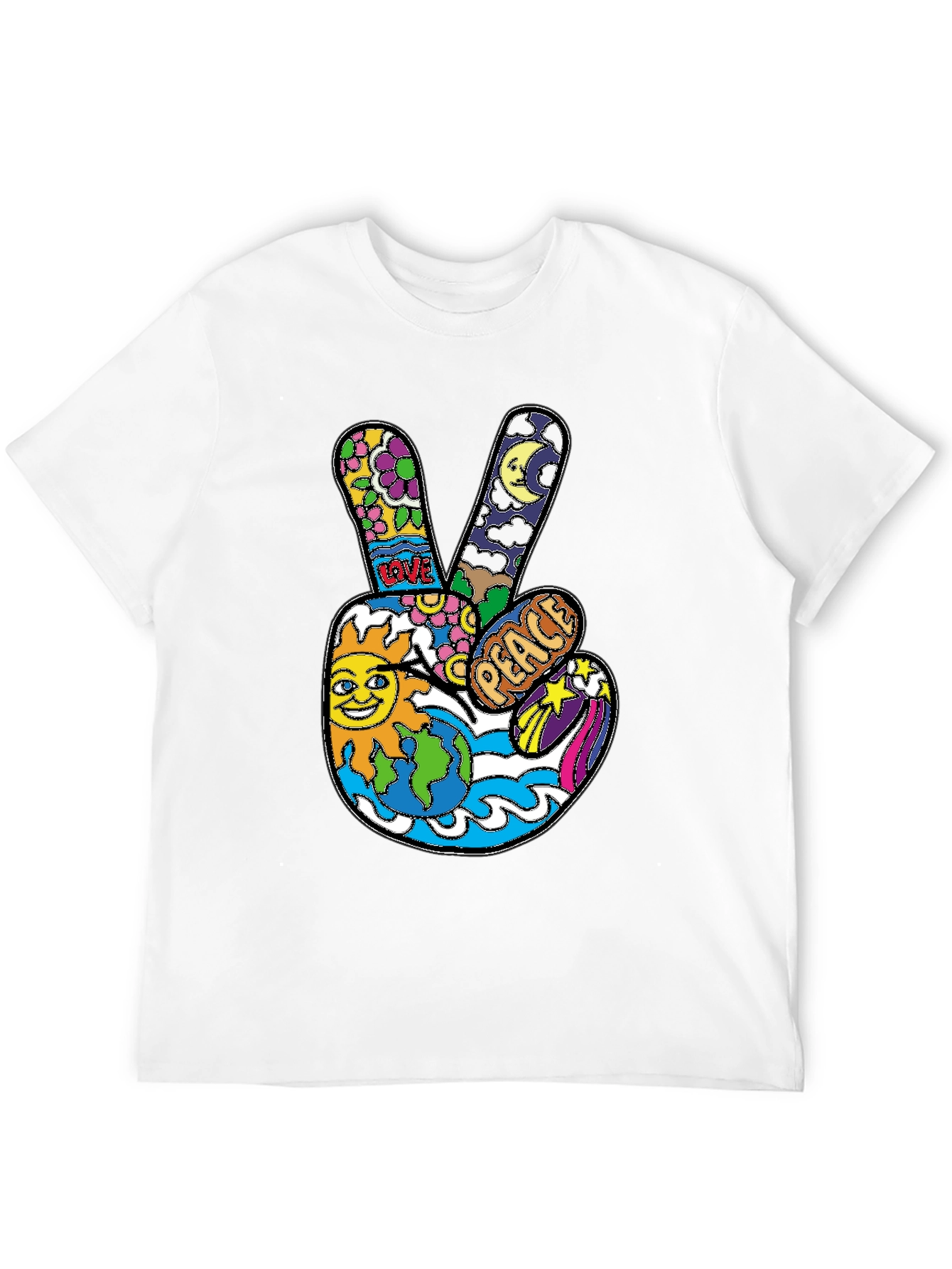 Peace Sign Graphic T-Shirt - Retro Hippie Style