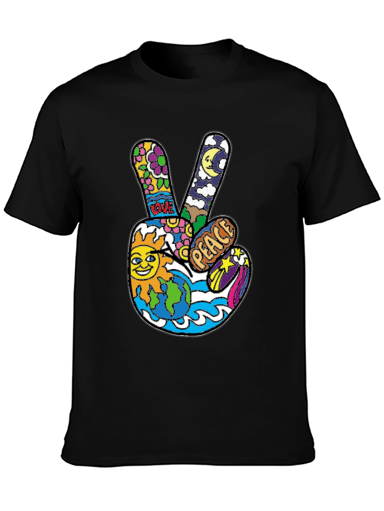 Peace Sign Graphic T-Shirt - Retro Hippie Style