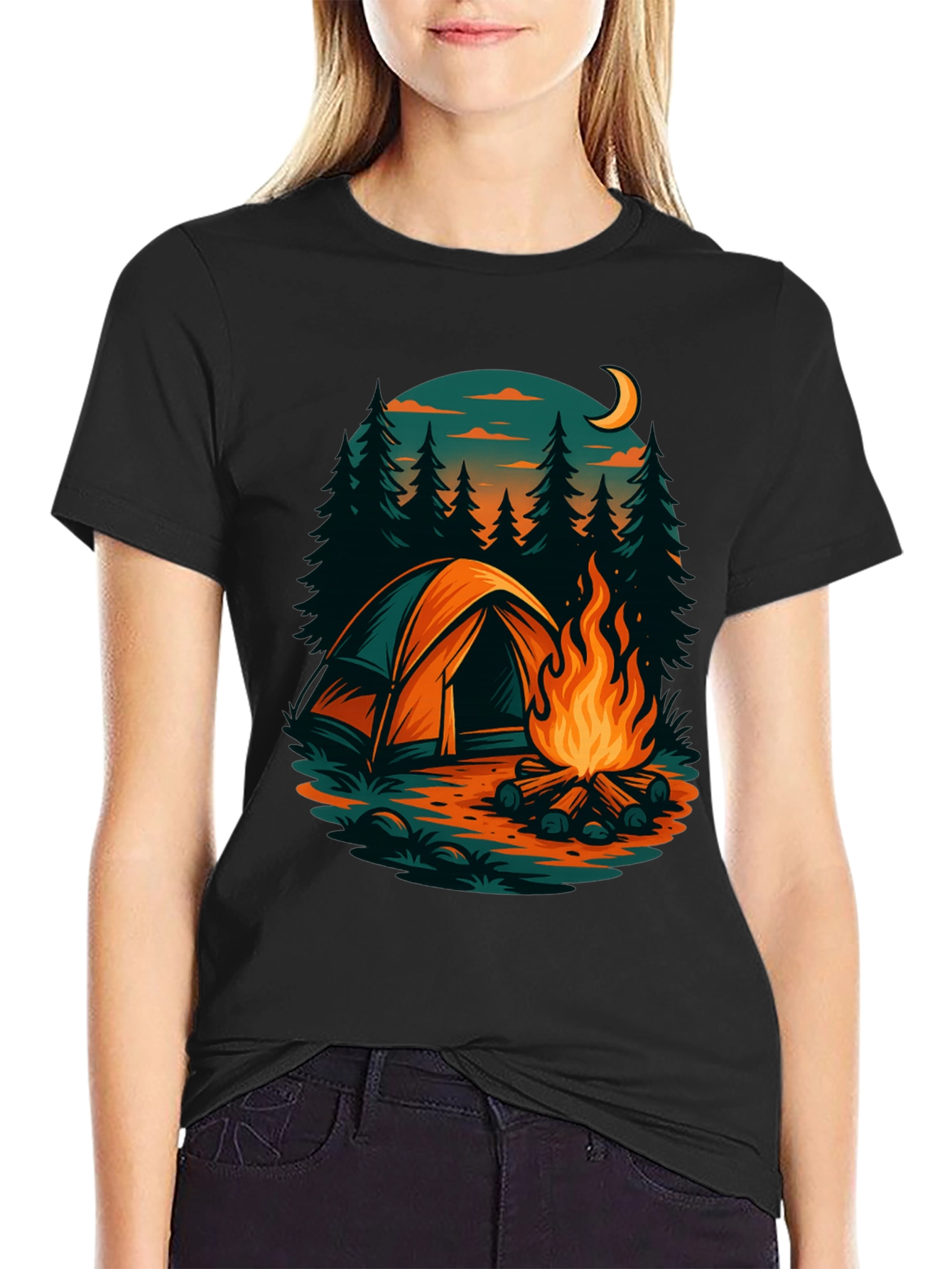 Camping Scene Graphic Tee
