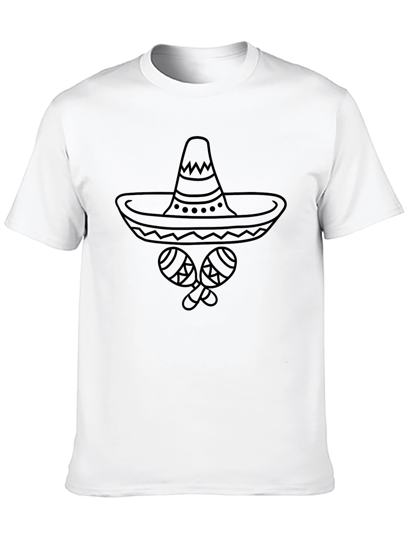 Fiesta Ready Mens T-Shirt - Sombrero & Maracas Design