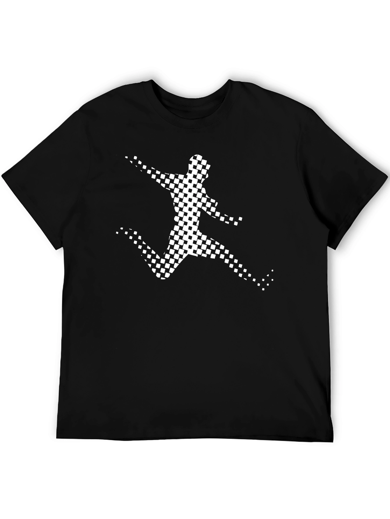 Checkered Runner Graphic Tee - Black Cotton