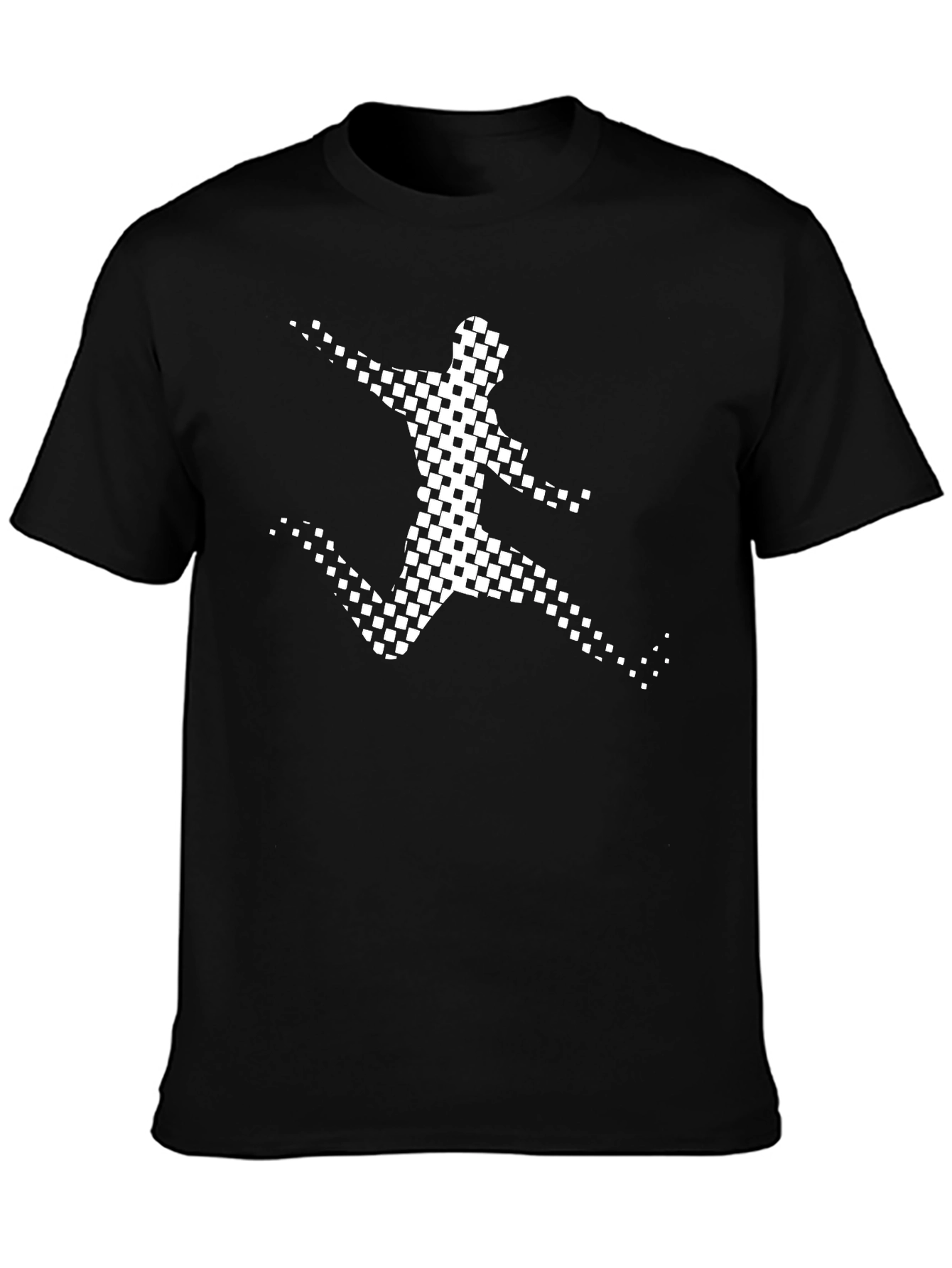 Checkered Runner Graphic Tee - Black Cotton