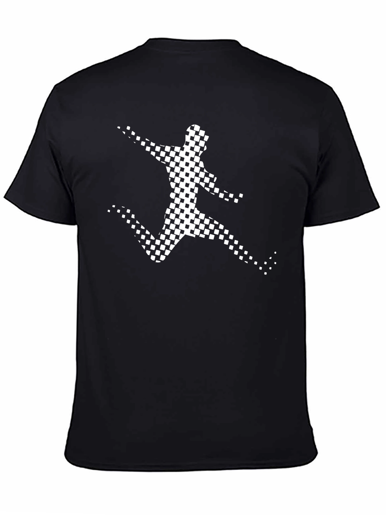 Checkered Runner Graphic Tee - Black Cotton