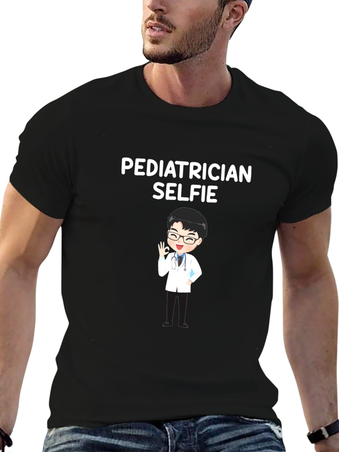 Pediatrician Selfie T-Shirt - Black