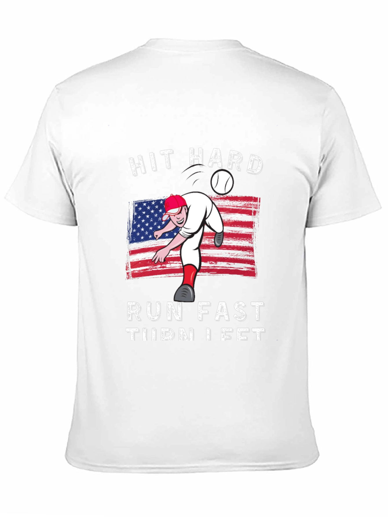 Hit Hard Run Fast Turn Left Baseball Graphic Tee