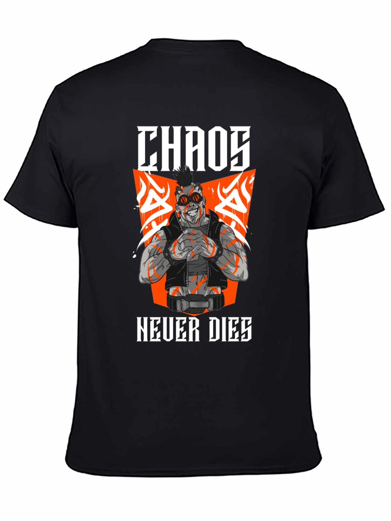 Chaos Never Dies Graphic Print Black T-Shirt