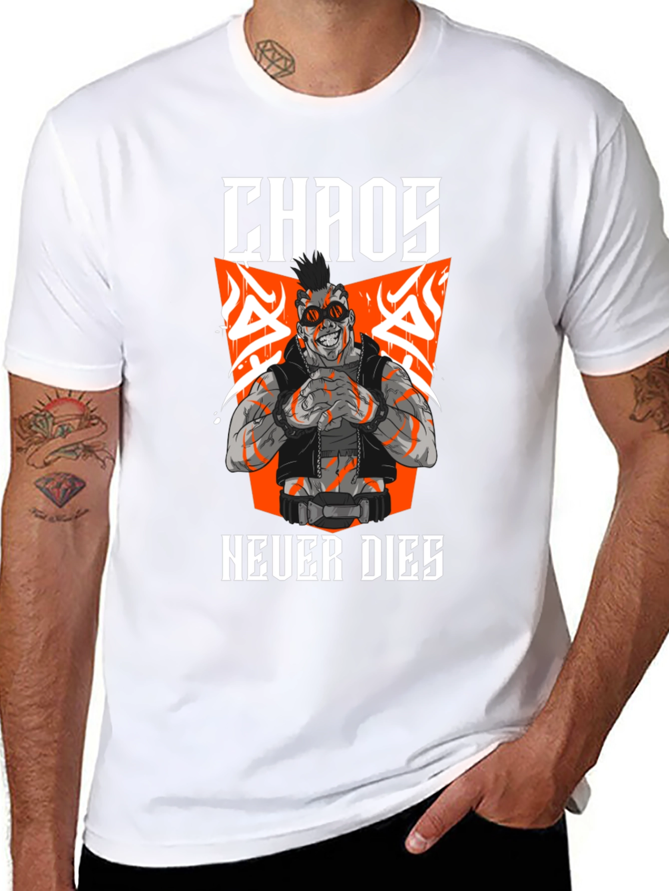 Chaos Never Dies Graphic Print Black T-Shirt