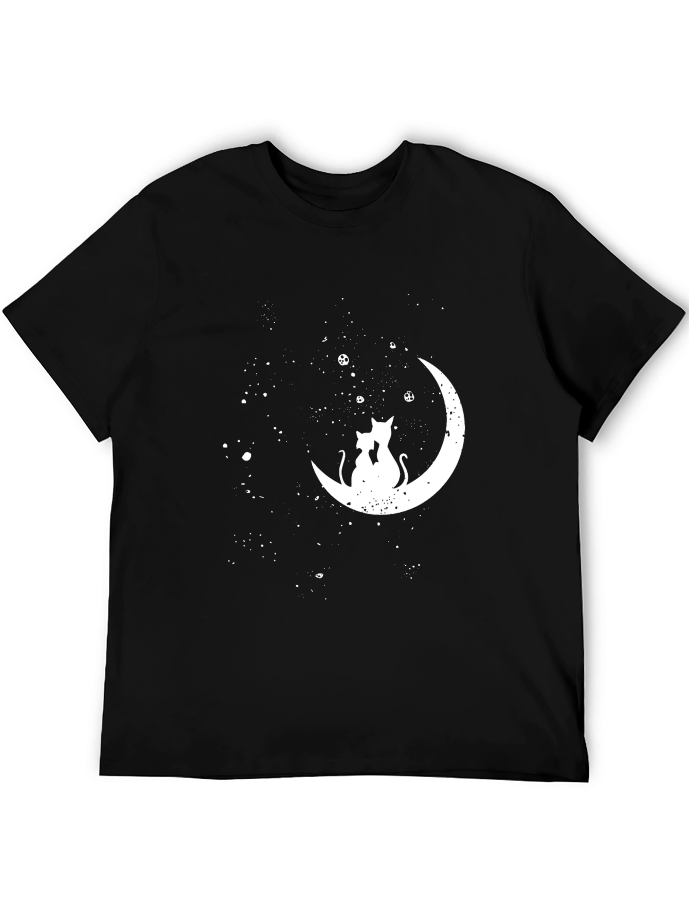 Cats on the Moon T-Shirt - Black Crew Neck