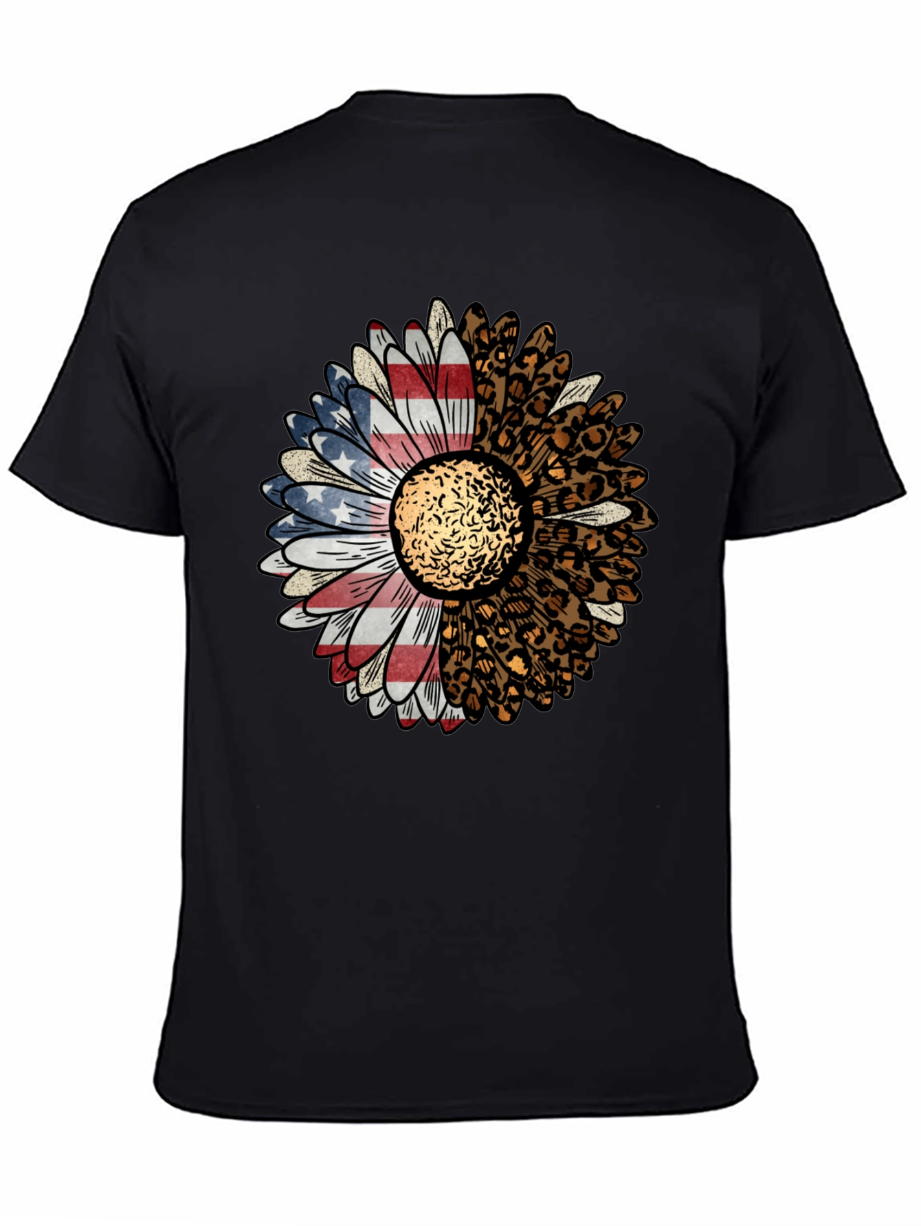 American Flag Leopard Sunflower Graphic Tee