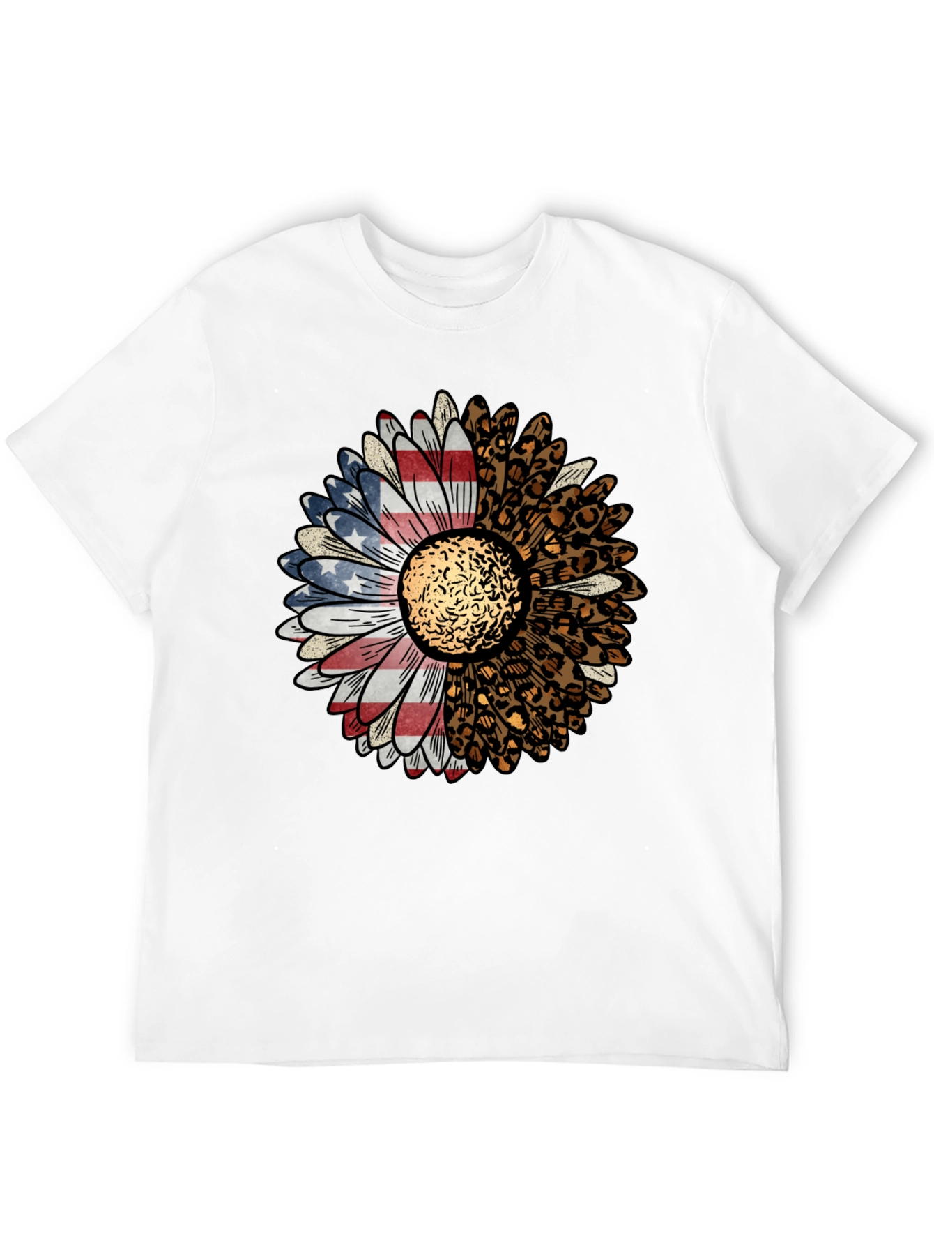 American Flag Leopard Sunflower Graphic Tee