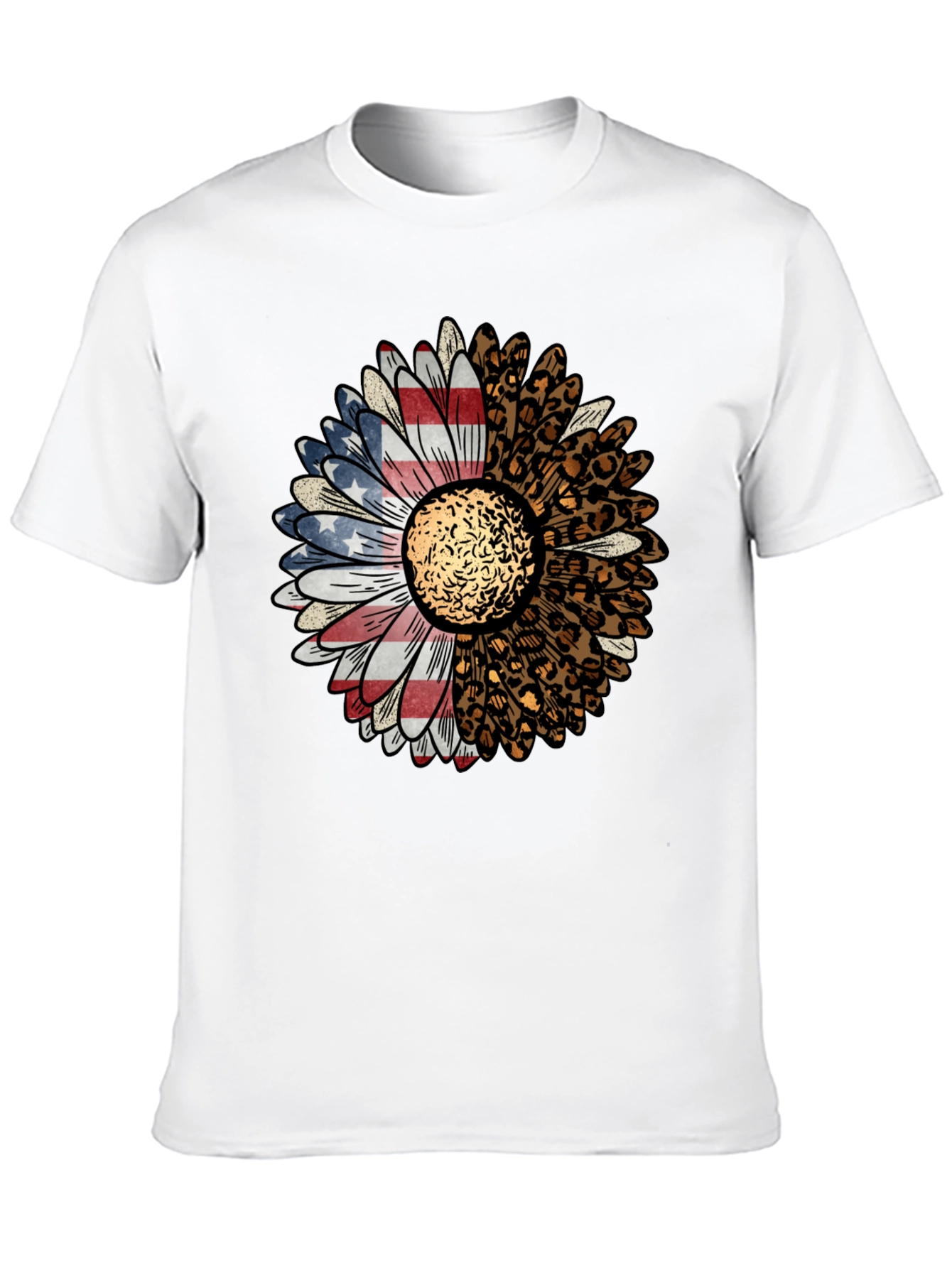 American Flag Leopard Sunflower Graphic Tee