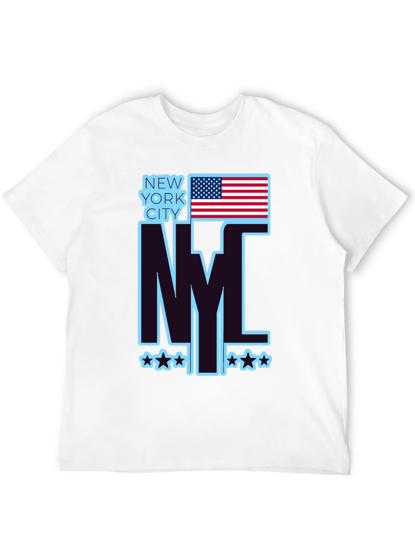 NYC USA Flag Graphic Tee - Black Casual T-Shirt