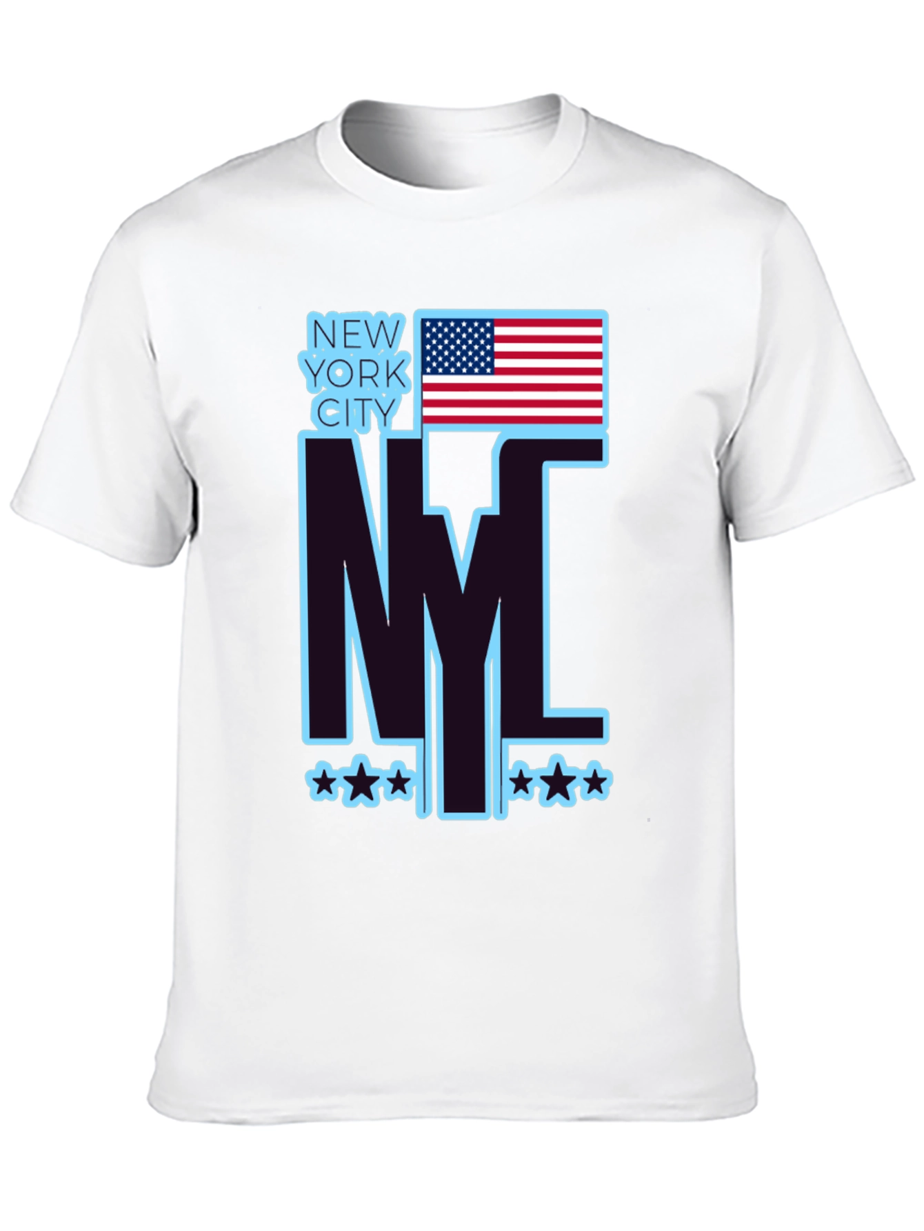 NYC USA Flag Graphic Tee - Black Casual T-Shirt