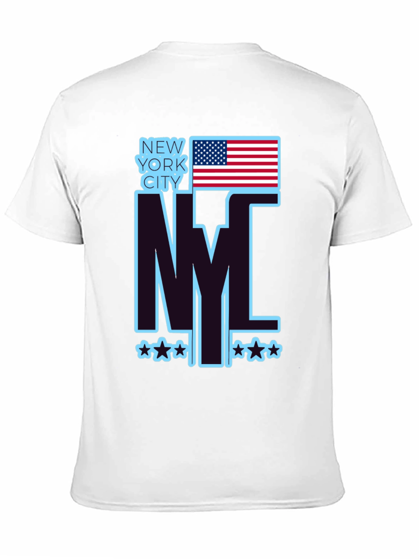 NYC USA Flag Graphic Tee - Black Casual T-Shirt