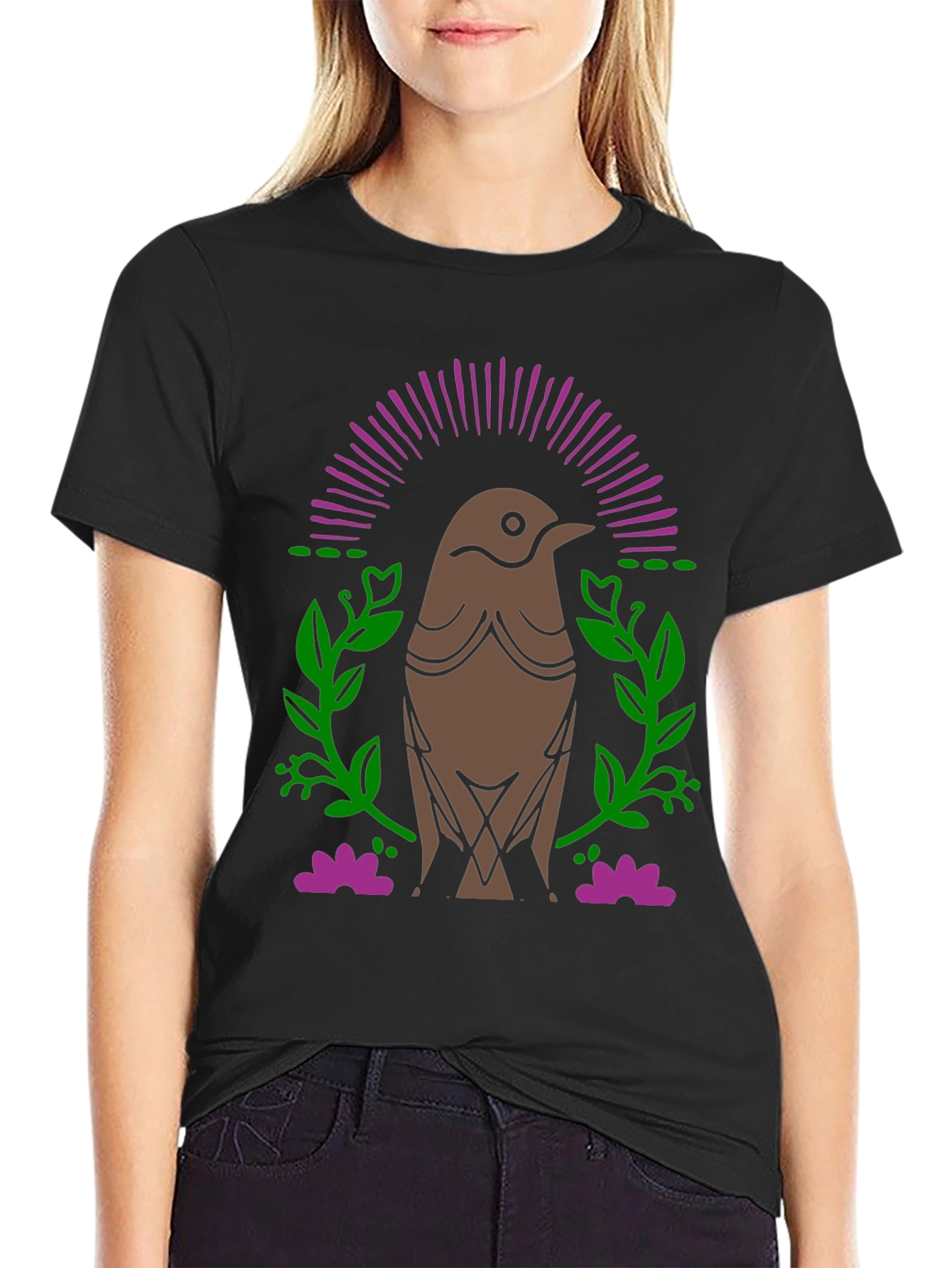 Bird Graphic Black T-Shirt