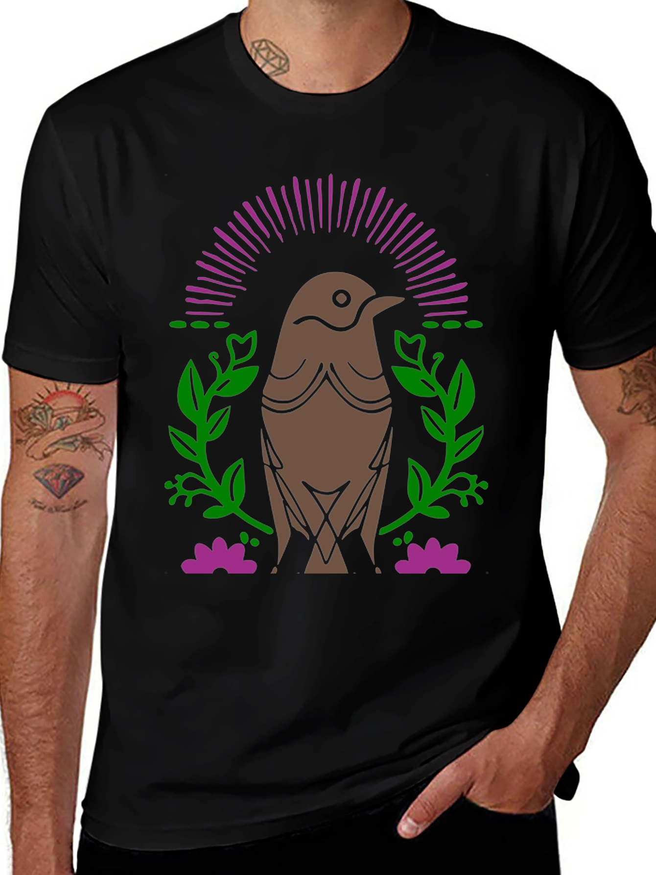 Bird Graphic Black T-Shirt
