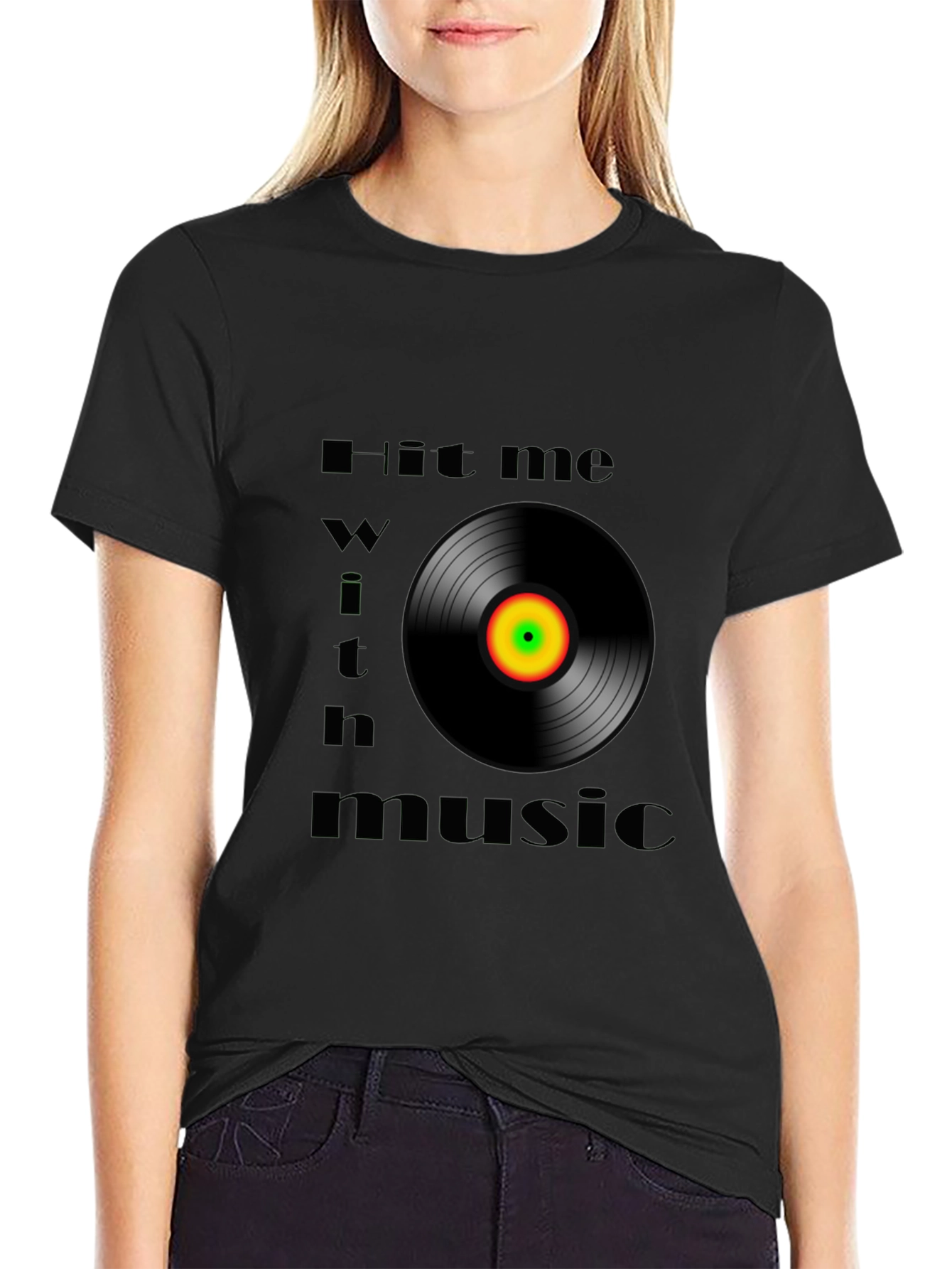 Hit Me With Music Black Graphic Tee