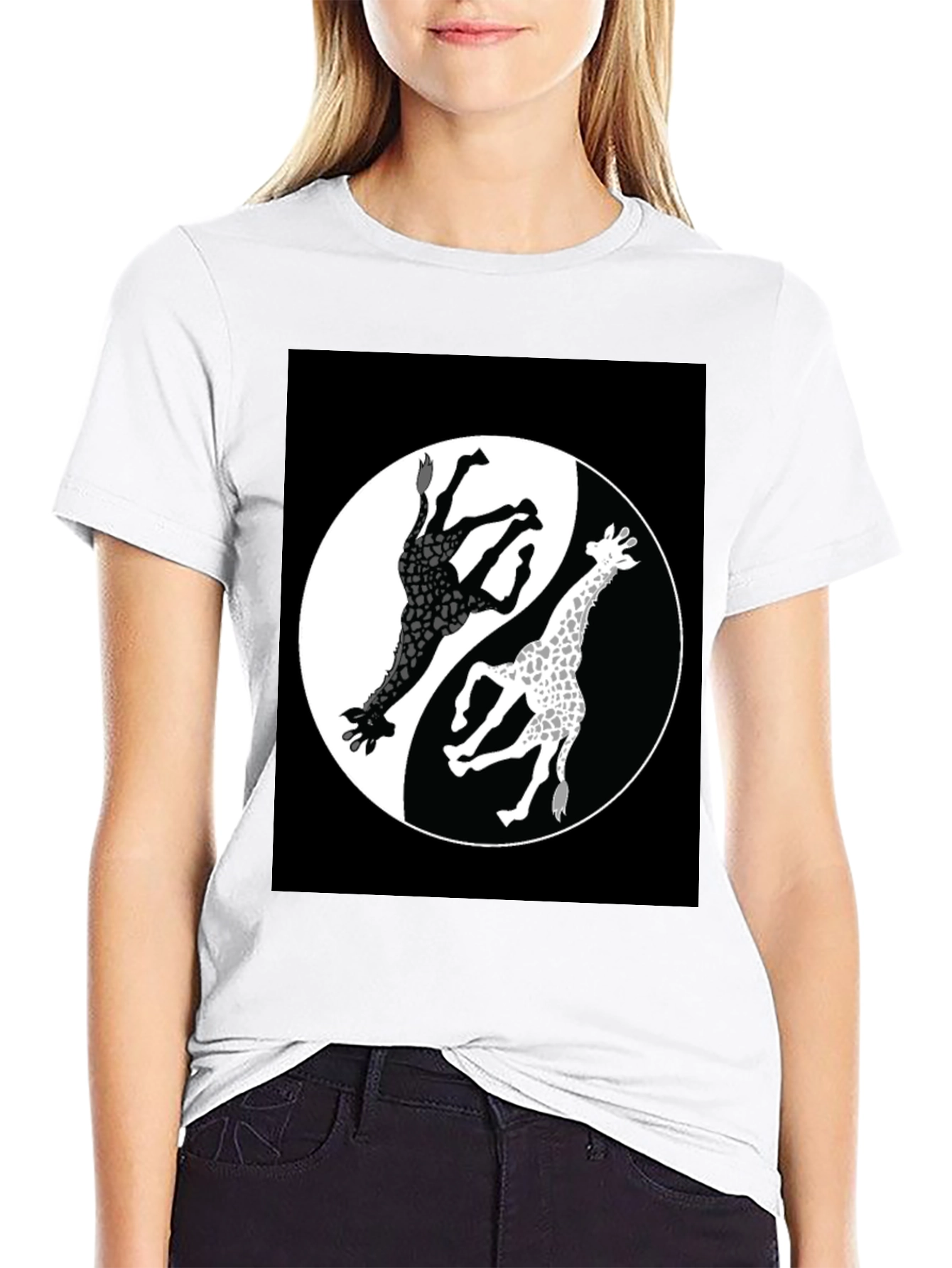 Yin Yang Giraffe T-Shirt - Unique Graphic Tee