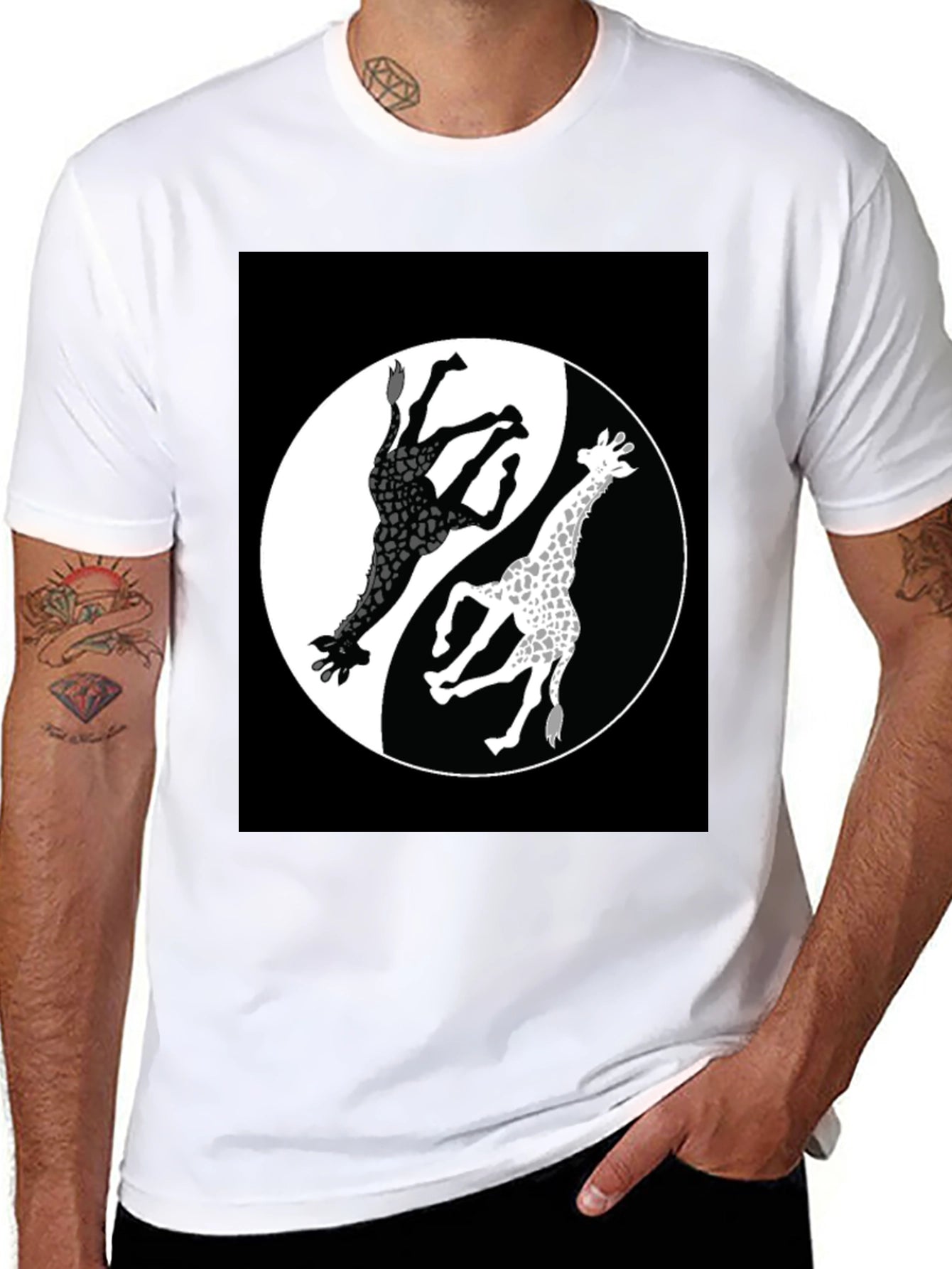 Yin Yang Giraffe T-Shirt - Unique Graphic Tee