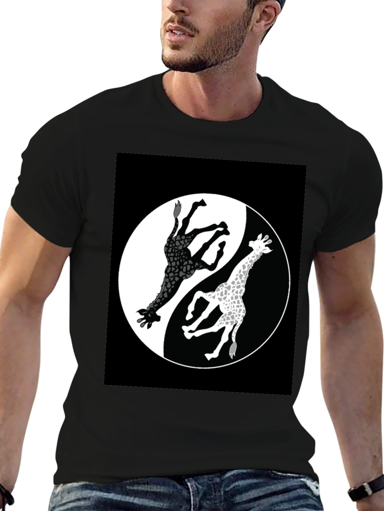 Yin Yang Giraffe T-Shirt - Unique Graphic Tee
