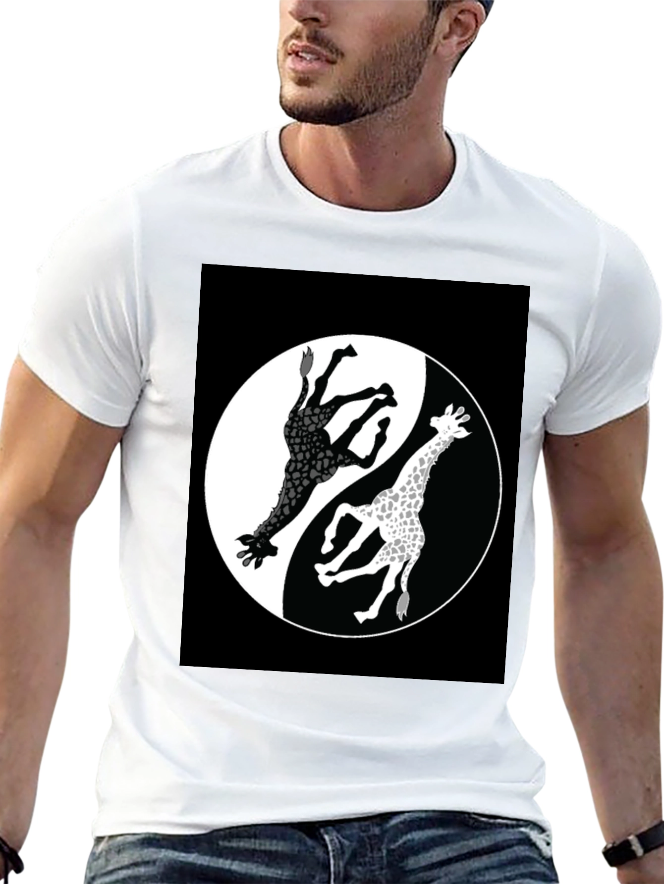 Yin Yang Giraffe T-Shirt - Unique Graphic Tee