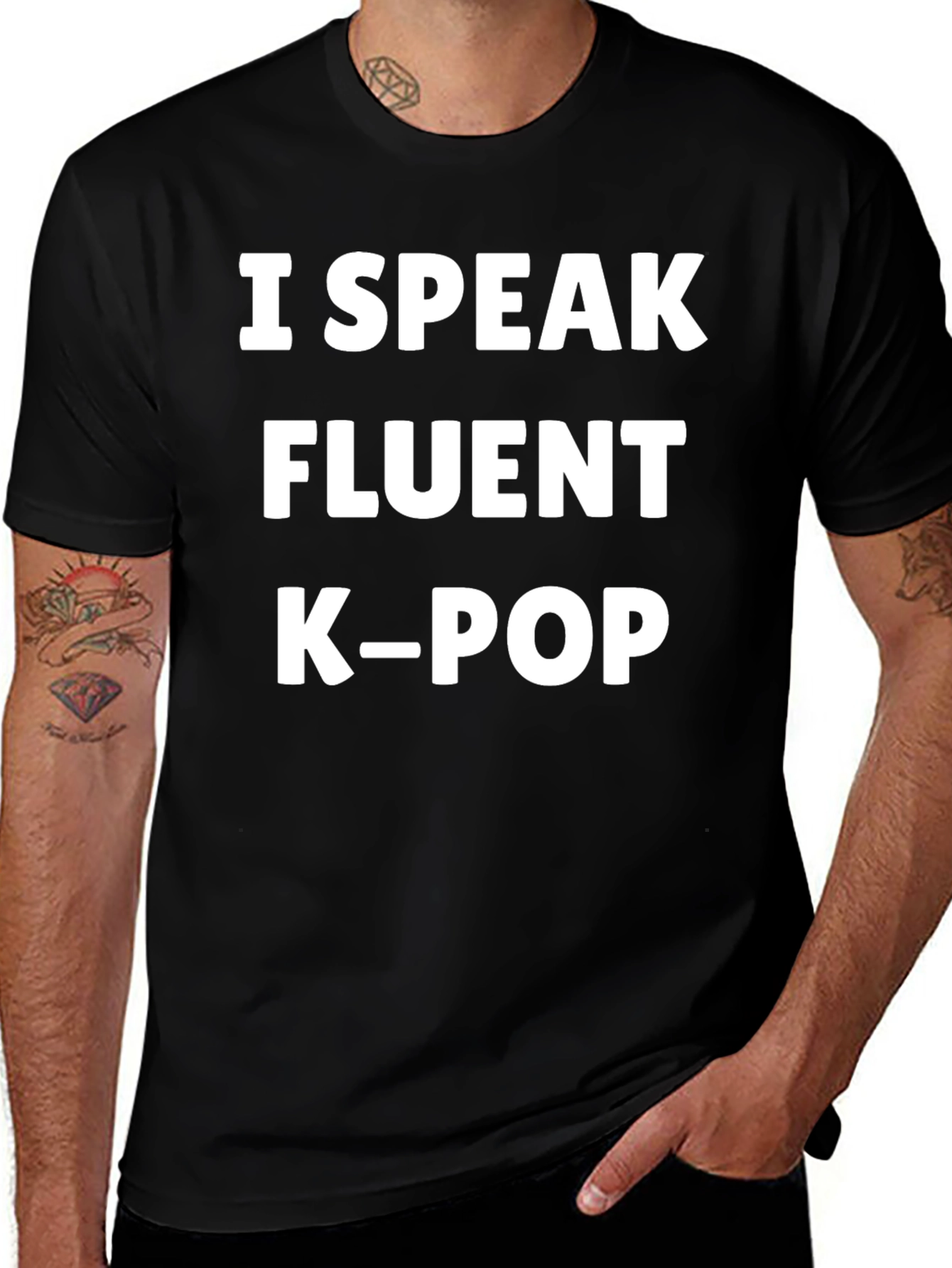 I Speak Fluent K-Pop Black T-Shirt