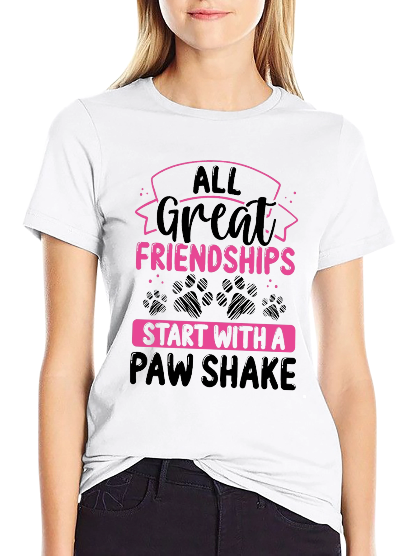 All Great Friendships Paw Shake T-Shirt