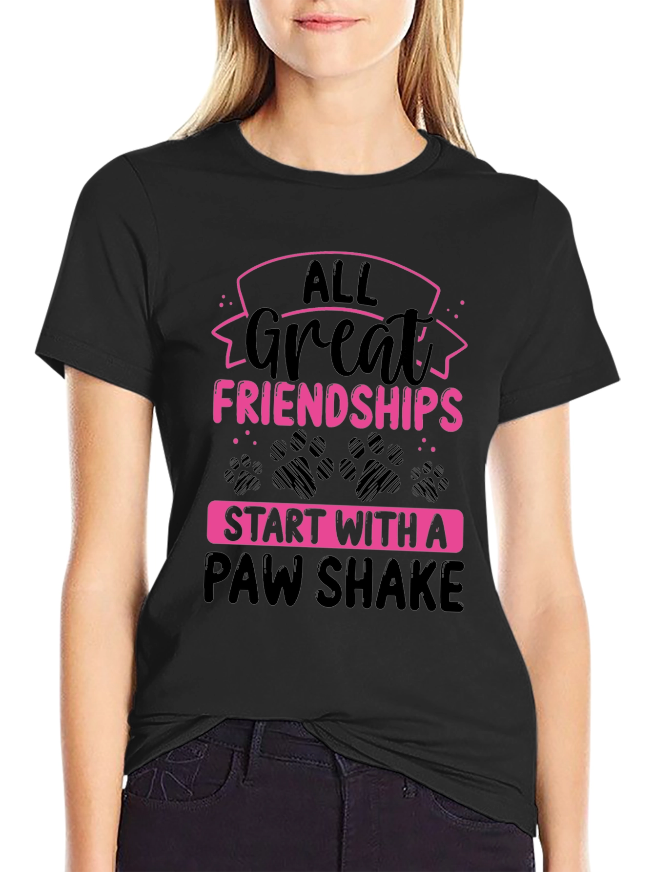 All Great Friendships Paw Shake T-Shirt